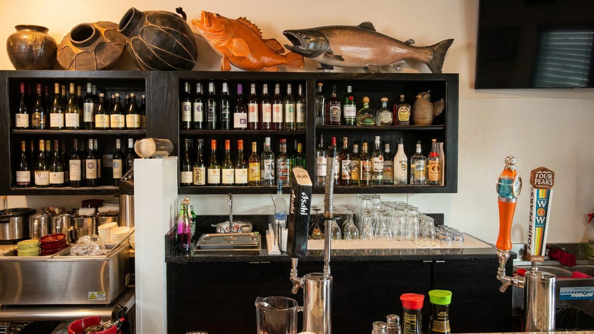Full bar, cold beer, sake and more