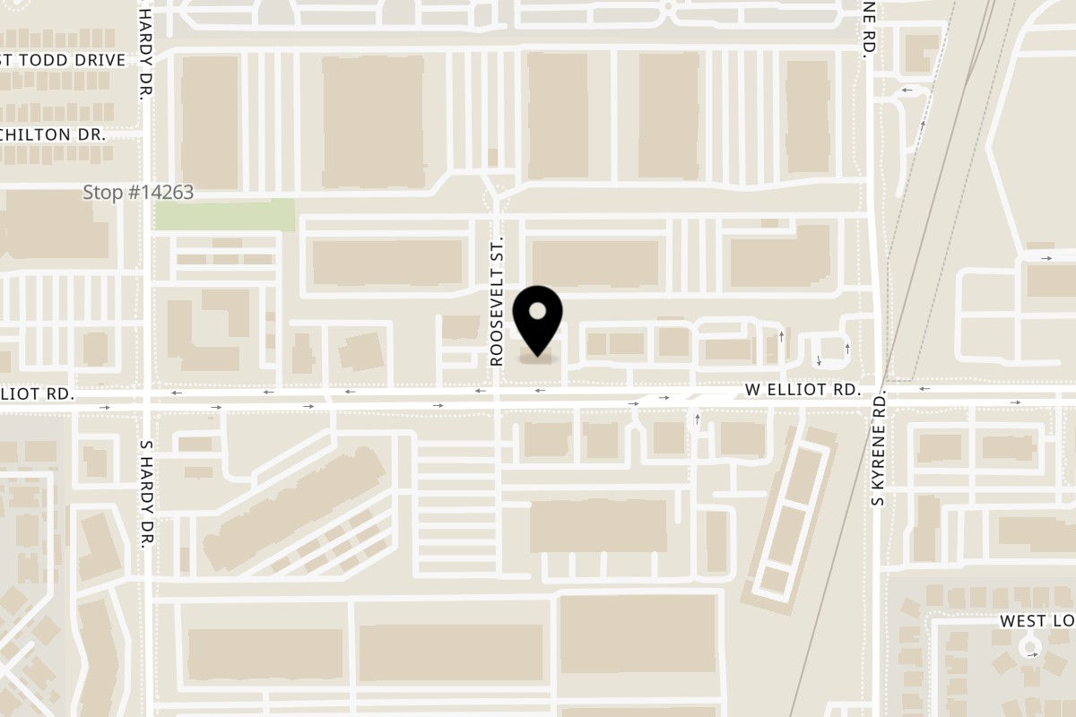 Map showing the location of Sora Sushi Japanese Dining on 780 W Elliot Rd Ste 104 in Tempe